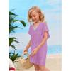 imageSOLY HUX Girls V Neck Crochet Short Sleeve Beach Dress Summer Swimsuit Bikini Cover UpSolid Mauve Purple