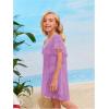 imageSOLY HUX Girls V Neck Crochet Short Sleeve Beach Dress Summer Swimsuit Bikini Cover UpSolid Mauve Purple
