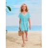 imageSOLY HUX Girls V Neck Crochet Short Sleeve Beach Dress Summer Swimsuit Bikini Cover UpSolid Mint Blue