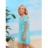 imageSOLY HUX Girls V Neck Crochet Short Sleeve Beach Dress Summer Swimsuit Bikini Cover UpSolid Mint Blue