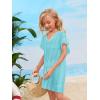 imageSOLY HUX Girls V Neck Crochet Short Sleeve Beach Dress Summer Swimsuit Bikini Cover UpSolid Mint Blue