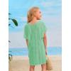 imageSOLY HUX Girls V Neck Crochet Short Sleeve Beach Dress Summer Swimsuit Bikini Cover UpSolid Mint Green