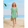 imageSOLY HUX Girls V Neck Crochet Short Sleeve Beach Dress Summer Swimsuit Bikini Cover UpSolid Mint Green