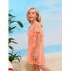 imageSOLY HUX Girls V Neck Crochet Short Sleeve Beach Dress Summer Swimsuit Bikini Cover UpSolid Orange