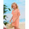 imageSOLY HUX Girls V Neck Crochet Short Sleeve Beach Dress Summer Swimsuit Bikini Cover UpSolid Orange