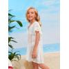 imageSOLY HUX Girls V Neck Crochet Short Sleeve Beach Dress Summer Swimsuit Bikini Cover UpWhite Plain