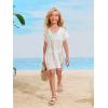 imageSOLY HUX Girls V Neck Crochet Short Sleeve Beach Dress Summer Swimsuit Bikini Cover UpWhite Plain