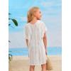 imageSOLY HUX Girls V Neck Crochet Short Sleeve Beach Dress Summer Swimsuit Bikini Cover UpWhite Plain
