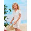 imageSOLY HUX Girls V Neck Crochet Short Sleeve Beach Dress Summer Swimsuit Bikini Cover UpWhite Plain