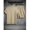 imageSOLY HUX Mens 2 Piece Shorts Sets Casual Beach Outfits Short Sleeve Button Down Hawaiian Shirt SetsPlain Khaki