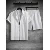 imageSOLY HUX Mens 2 Piece Shorts Sets Casual Beach Outfits Short Sleeve Button Down Hawaiian Shirt SetsPlain White