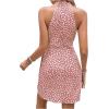 imageSOLY HUX Womens Allover Print Wrap Halter Dress Summer Knot Side Sleeveless High Waist Fitted Short DressesDusty Pink