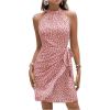 imageSOLY HUX Womens Allover Print Wrap Halter Dress Summer Knot Side Sleeveless High Waist Fitted Short DressesDusty Pink