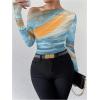 imageSOLY HUX Womens Off The Shoulder Tops Long Sleeve T Shirts Going Out Tops Casual Trendy Ruched Slim Fitted TeesApricot Multi