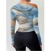 imageSOLY HUX Womens Off The Shoulder Tops Long Sleeve T Shirts Going Out Tops Casual Trendy Ruched Slim Fitted TeesApricot Multi