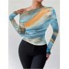 imageSOLY HUX Womens Off The Shoulder Tops Long Sleeve T Shirts Going Out Tops Casual Trendy Ruched Slim Fitted TeesApricot Multi