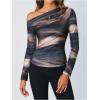 imageSOLY HUX Womens Off The Shoulder Tops Long Sleeve T Shirts Going Out Tops Casual Trendy Ruched Slim Fitted TeesBrown Multi