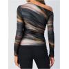 imageSOLY HUX Womens Off The Shoulder Tops Long Sleeve T Shirts Going Out Tops Casual Trendy Ruched Slim Fitted TeesBrown Multi