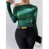 imageSOLY HUX Womens Off The Shoulder Tops Long Sleeve T Shirts Going Out Tops Casual Trendy Ruched Slim Fitted TeesGreen Multi