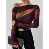 imageSOLY HUX Womens Off The Shoulder Tops Long Sleeve T Shirts Going Out Tops Casual Trendy Ruched Slim Fitted TeesOrange Multi