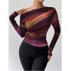 imageSOLY HUX Womens Off The Shoulder Tops Long Sleeve T Shirts Going Out Tops Casual Trendy Ruched Slim Fitted TeesOrange Multi