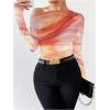 imageSOLY HUX Womens Off The Shoulder Tops Long Sleeve T Shirts Going Out Tops Casual Trendy Ruched Slim Fitted TeesPink Multi
