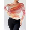 imageSOLY HUX Womens Off The Shoulder Tops Long Sleeve T Shirts Going Out Tops Casual Trendy Ruched Slim Fitted TeesPink Multi