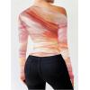 imageSOLY HUX Womens Off The Shoulder Tops Long Sleeve T Shirts Going Out Tops Casual Trendy Ruched Slim Fitted TeesPink Multi
