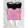 imageSOLY HUX Womens Tube Top Twist Split Hem Strapless Sleeveless Asymmetrical Going Out Crop TopsBlack and Pink