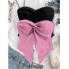 imageSOLY HUX Womens Tube Top Twist Split Hem Strapless Sleeveless Asymmetrical Going Out Crop TopsBlack and Pink
