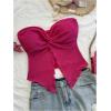 imageSOLY HUX Womens Tube Top Twist Split Hem Strapless Sleeveless Asymmetrical Going Out Crop TopsPure Hotpink