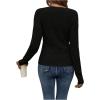 imageSOLY HUX Womens V Neck Long Sleeve Off Shoulder Sweaters Criss Cross Wrap Ruched Pullover Fall TopsPlain Black