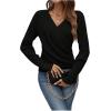imageSOLY HUX Womens V Neck Long Sleeve Off Shoulder Sweaters Criss Cross Wrap Ruched Pullover Fall TopsPlain Black