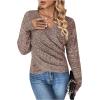 imageSOLY HUX Womens V Neck Long Sleeve Off Shoulder Sweaters Criss Cross Wrap Ruched Pullover Fall TopsPlain Brown