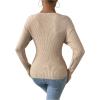 imageSOLY HUX Womens V Neck Long Sleeve Off Shoulder Sweaters Criss Cross Wrap Ruched Pullover Fall TopsPlain Khaki