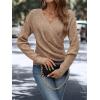 imageSOLY HUX Womens V Neck Long Sleeve Off Shoulder Sweaters Criss Cross Wrap Ruched Pullover Fall TopsPure Camel