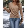 imageSOLY HUX Womens V Neck Long Sleeve Off Shoulder Sweaters Criss Cross Wrap Ruched Pullover Fall TopsPure Camel
