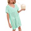 imageSOLY HUX Girls V Neck Crochet Short Sleeve Beach Dress Summer Swimsuit Bikini Cover UpSolid Green