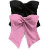 imageSOLY HUX Womens Tube Top Twist Split Hem Strapless Sleeveless Asymmetrical Going Out Crop TopsBlack and Pink