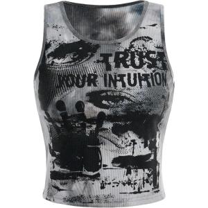 imageSOLY HUX Womens Graphic Tank Tops Y2k Gothic Scoop Neck Sleeveless Tops Summer Going Out TopBlack Graphic