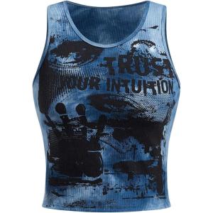 imageSOLY HUX Womens Graphic Tank Tops Y2k Gothic Scoop Neck Sleeveless Tops Summer Going Out TopBlue Graphic