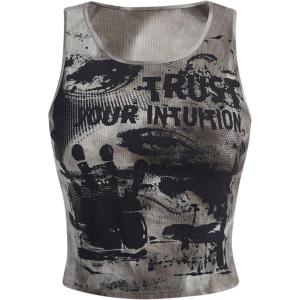 imageSOLY HUX Womens Graphic Tank Tops Y2k Gothic Scoop Neck Sleeveless Tops Summer Going Out TopGrey Graphic