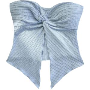 imageSOLY HUX Womens Tube Top Twist Split Hem Strapless Sleeveless Asymmetrical Going Out Crop TopsPure Blue