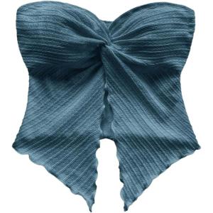 imageSOLY HUX Womens Tube Top Twist Split Hem Strapless Sleeveless Asymmetrical Going Out Crop TopsSolid Blue