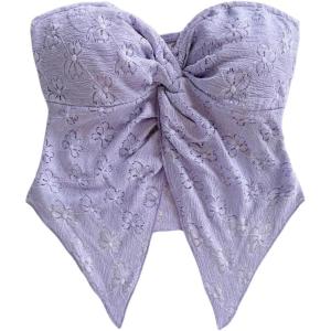 imageSOLY HUX Womens Tube Top Twist Split Hem Strapless Sleeveless Asymmetrical Going Out Crop TopsSolid Dusty Purple