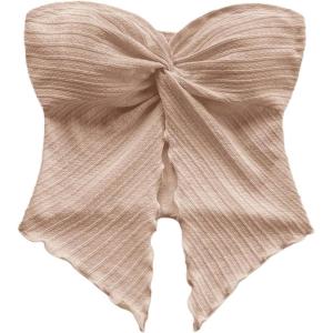 imageSOLY HUX Womens Tube Top Twist Split Hem Strapless Sleeveless Asymmetrical Going Out Crop TopsSolid Light Pink