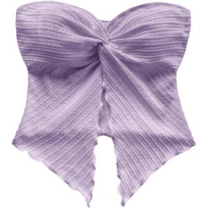 imageSOLY HUX Womens Tube Top Twist Split Hem Strapless Sleeveless Asymmetrical Going Out Crop TopsSolid Purple