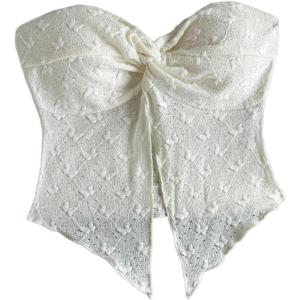 imageSOLY HUX Womens Tube Top Twist Split Hem Strapless Sleeveless Asymmetrical Going Out Crop TopsSolid White