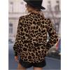 imageSOLY HUX Womens Button Down Shirts Casual Long Sleeve Print Collar V Neck Blouse TopsBrown Leopard