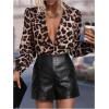imageSOLY HUX Womens Button Down Shirts Casual Long Sleeve Print Collar V Neck Blouse TopsKhaki Leopard
